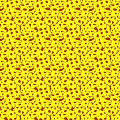 Seamless yellow pattern with scattered brown blots and circles in different sizes as a background - Eps10 vector graphics and illustration