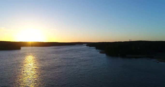 Cinema 4k 360 view from koivuniemi or bj&ouml;rkudden in Inkoo, at a sunset, on a evening, in the finnish archipelago, in Finland