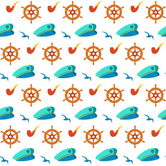 Seamless patterns nautical elements 
