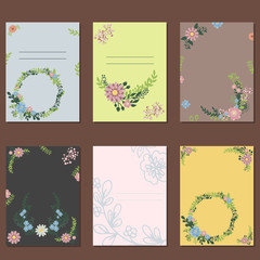 Floral wreath card decoration vector.