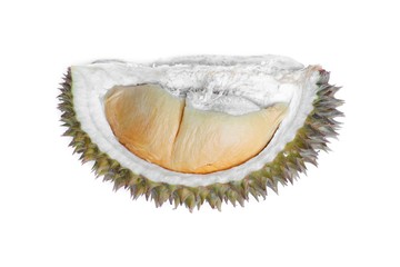 fresh durian ripe yellow meat  tropical fruit on white background