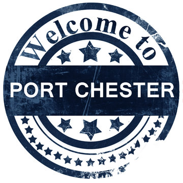 Port Chester Stamp On White Background