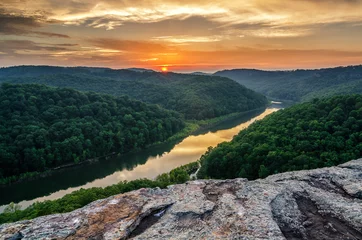 Stickers pour porte Nature Big South Fork, coucher de soleil pittoresque, Tennessee
