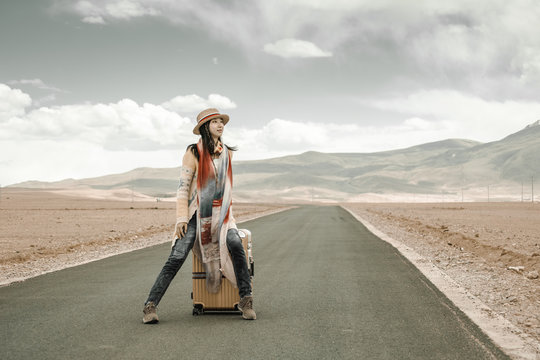Travel Girl on Road