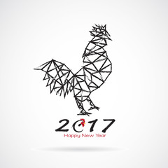 Vector illustration of rooster, 2017 new year card, year of the
