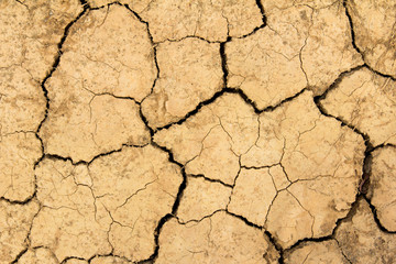 Cracked dry brown soil background, global warming effect