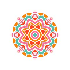 Kaleidoscope big bud. Oriental pattern illustration. Flower background