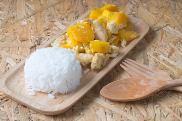 Stir fried pumpkin with egg and rice