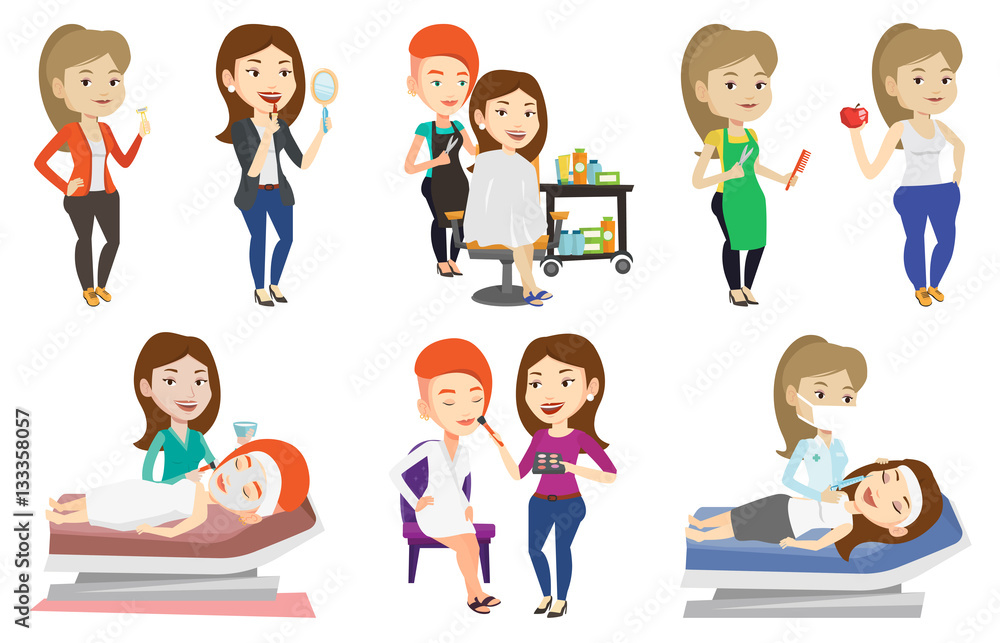 Canvas Prints vector set of people during beauty procedures.