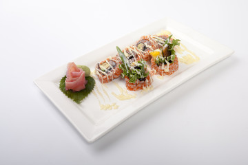 sushi  japanese food isolated  White background