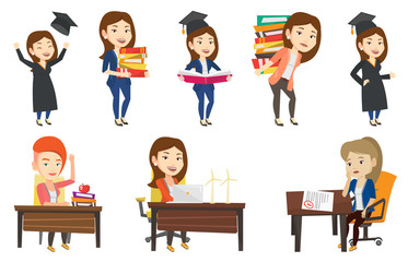 Vector set of student and teachers characters.
