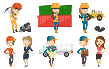 Vector set of industrial workers.
