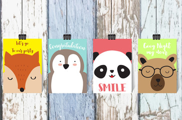 Colorful collection for banners,Flyers,Placards with fox,penguin