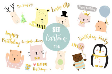 Colorful collection for banners,Flyers,Placards with penguin,cat