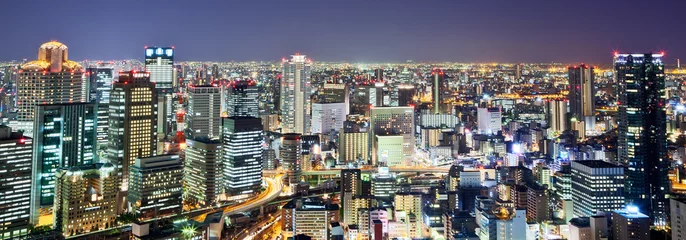 Fotobehang Night view of Osaka city skyline © Thomas La Mela