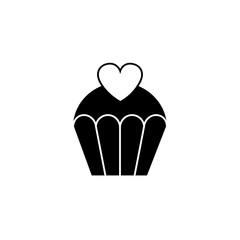 Love cake with heart solid  icon, sweets for Valentine's day, love concept, vector graphics, a filled pattern on a white background, eps 10.