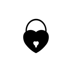 Lock heart shaped solid icon, Love sign Valentine's day, love concept, vector graphics, a filled pattern on a white background, eps 10.