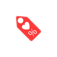 Valentine's day sales tag with heart solid icon, discounts and percent , love concept, vector graphics, a colorful linear pattern on a white background, eps 10.