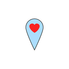 Map pointer with heart solid icon, Valentine's day location and love pin, love concept, vector graphics, a colorful linear pattern on a white background, eps 10.
