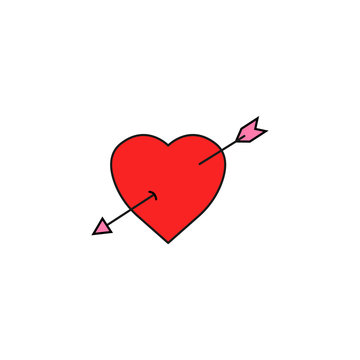 Heart with arrow solid icon, Love sign Valentine's day, love concept, vector graphics, a  colorful linear pattern on a white background, eps 10.