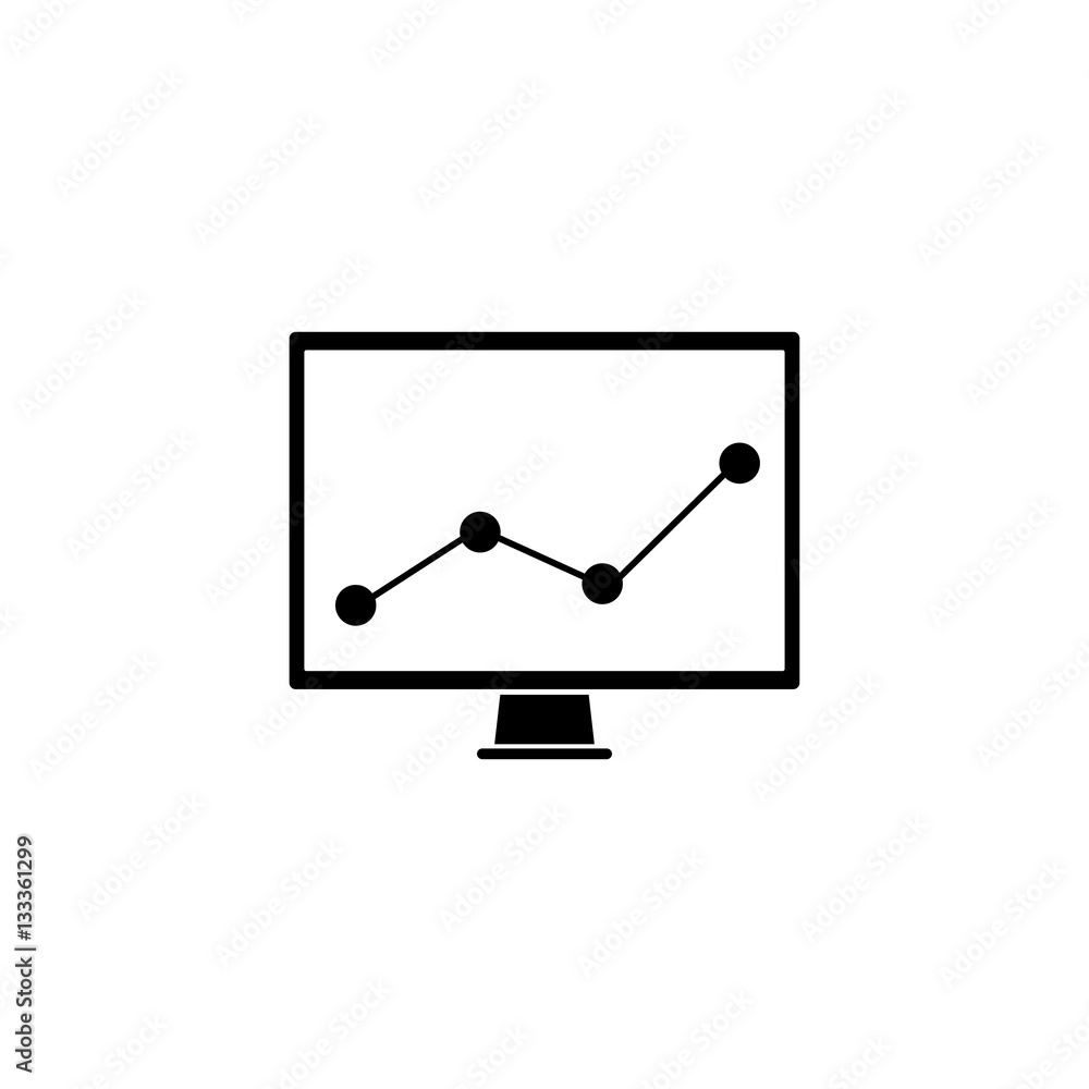 Poster market monitoring solid icon, computer analysis, vector graphics, a filled pattern on a white backgr