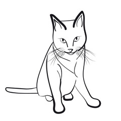 contour a cat. Silhouette. Sitting watching. For your design.