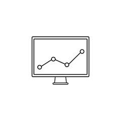 Market monitoring line icon, computer analysis, vector graphics, a linear pattern on a white background, eps 10.