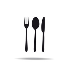 Cutlery. Food. Serving. Black silhouette. Icon. For your design