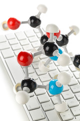 Chemical molecule model on computer keyboard