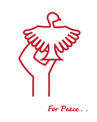 the symbol of the peace, pigeon on the hand