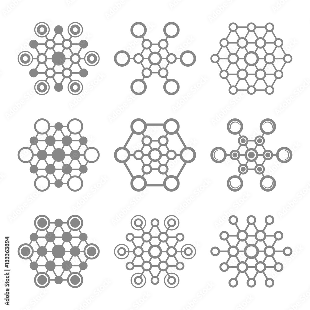 Poster set of abstract connections vector icon. communication. designed for web.