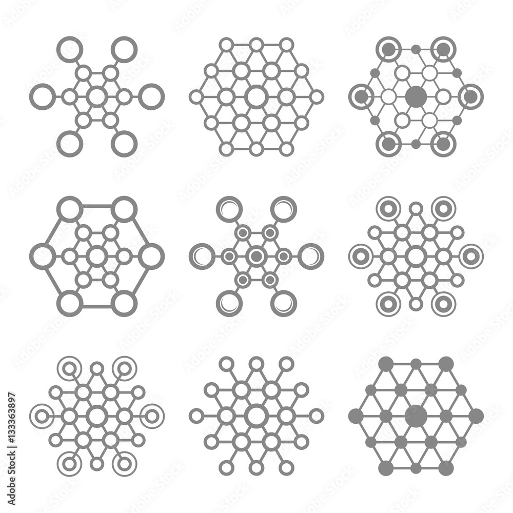 Poster set of abstract connections vector icon. communication. designed for web.