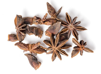 Anise stars on the white background