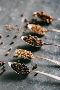 Spices on spoons