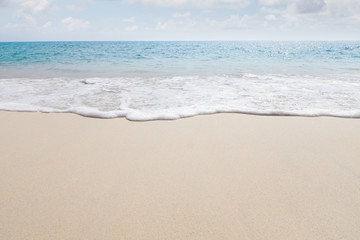 Fototapeta na wymiar View of nice tropical beach with white sand and blue water