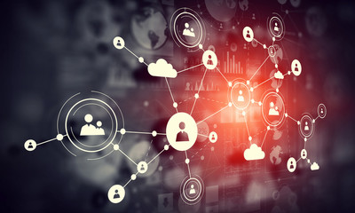 Social network background . Mixed media