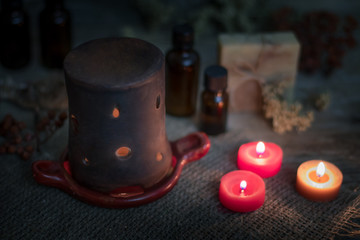 Aroma lamp relax health spa. Aromatherapy essential oils medicin