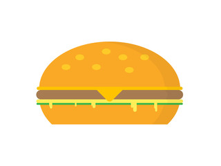 Hamburger with meat, cheese, mayonnaise and salad 