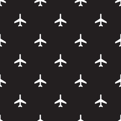 Seamless airplane sign pattern on black