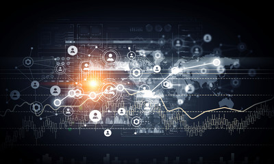 Fototapeta premium Modern connection technologies background . Mixed media