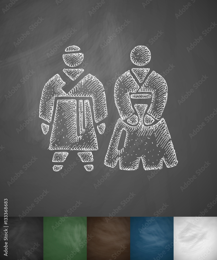 Poster Koreans icon. Hand drawn vector illustration