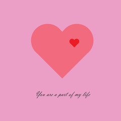 The small red heart is belong to the big pink heart