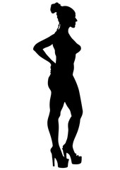 Beautiful girl in shoes on a white background