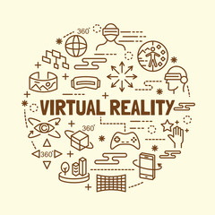 virtual reality minimal thin line icons set