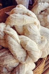 raw yarn production of  folk crafts in thailand.