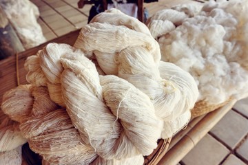 raw yarn production of  folk crafts in thailand.