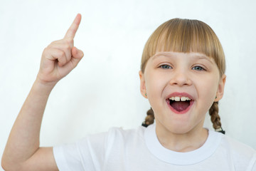 Young girl posing on white background isolated