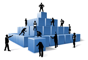 Business Team People Silhouettes Building Blocks