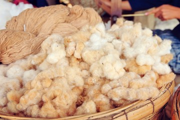 raw yarn production of  folk crafts in thailand.