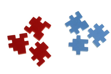 Obraz premium Puzzle, symbol, red-blue